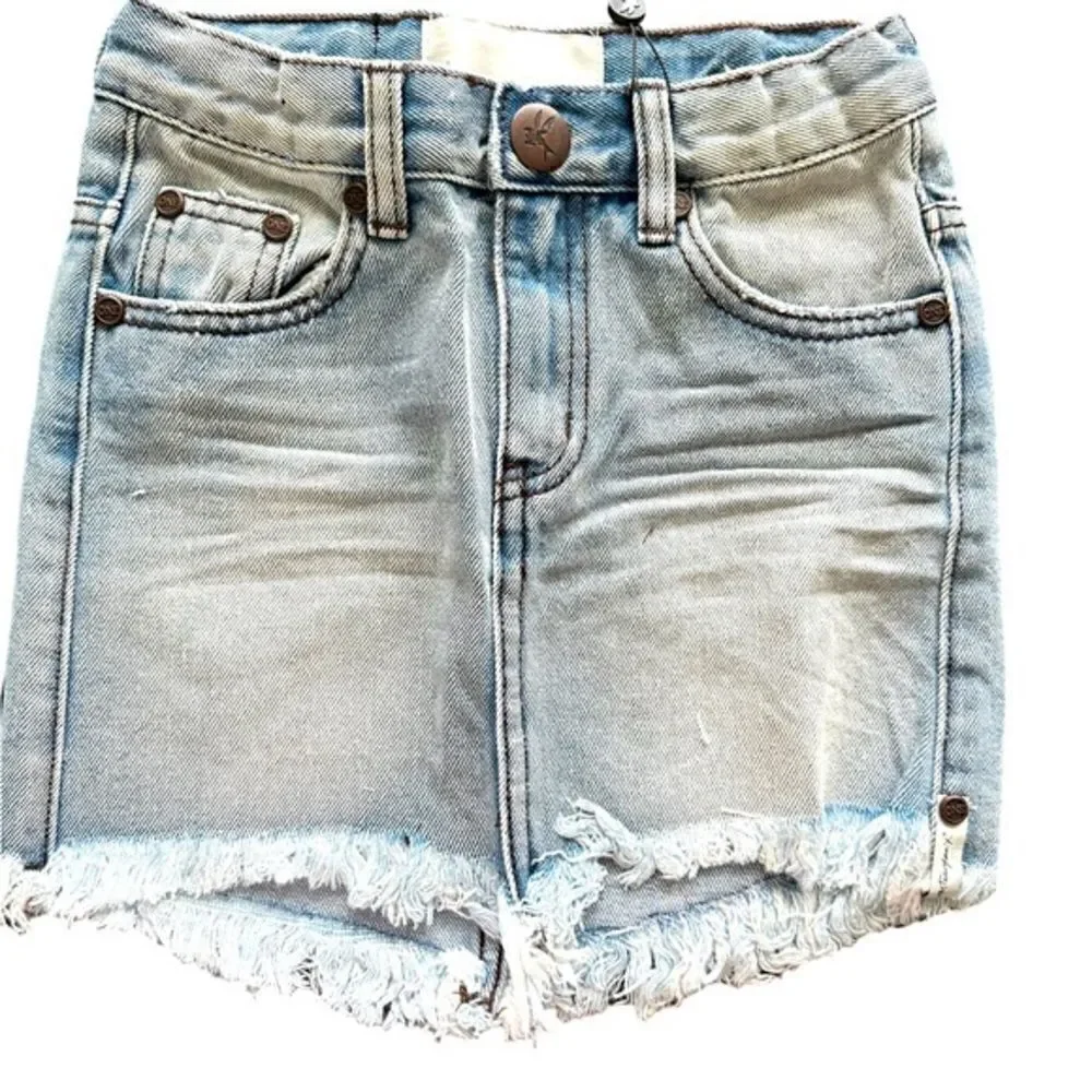 NWT - ONE TEASPOON - Girls High Waisted Mini Skirt - Size 7-8- Antique Denim